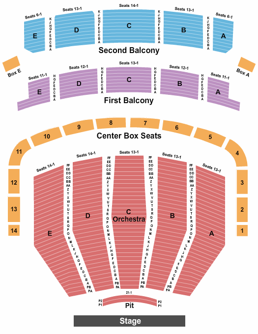 Keller Auditorium SIX Seating Chart